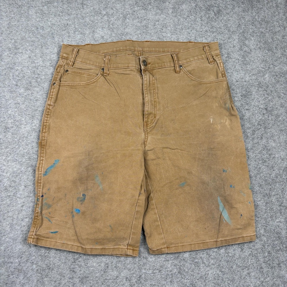 Dickies Carpenter Shorts Mens 36 Brown Distressed Painter Workwear Utility Y2K‎